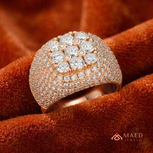 Rose Gold Mens Moissanite Cluster <b>Ring</b> Hip Hop Anillo <b>Iced</b> Out Round Cut Luxury Jewelry Regalo Para Hombre - Product Image 1