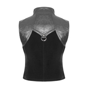 เสื้อกั๊กหนังเทียมสไตล์โกธิคพังก์สำหรับผู้ชาย ขายดี ตกแต่งด้วยกระดุมโลหะ สายรัดแบบดีริง ซิปหน้า รุ่น 2026 - Product Image 3