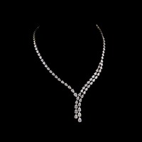 Collier Lariat en Diamant Taillé Goutte d'Eau Celeste - Or Blanc 14K Plaqué Rhodium, Cadeau de Mariage de Luxe avec Design Élégance Éternelle