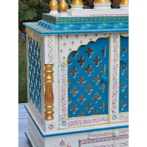 ไม้ประดับผนังทำมือสำหรับวัด/หิ้งบูชา |   มณฑปพูจาเพ้นท์มือแบบศิลปะรักษ์โลกสำหรับการบูชาในเทศกาลดีวาลีและของขวัญ - Product Image 6