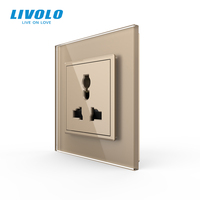 Livolo EU-Typ Kristallglas-Panel 16A Multifunktions-Steckdose Universelle Wandsteckdose