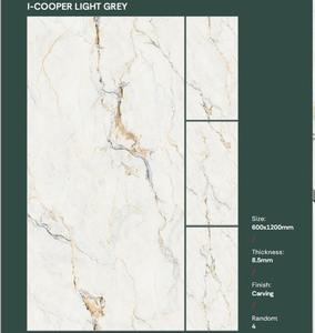 Carrelage en porcelaine effet marbre blanc brillant poli 600x1200mm, épaisseur 9mm, idéal pour les salles de bain intérieures – Meilleures ventes - Product Image 4