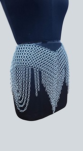 Body de malla plateada para mujer con detalles de flecos, atuendo de armadura a la moda - Product Image 2