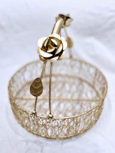 Round Metal Mesh Wire <b>Hamper</b> <b>Basket</b> Rose Gold Decorative Shagun Tray <b>for</b> Fruits Sweets Gifts Wedding Return Gift Packing - Product Image 3