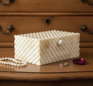 Boîte à bijoux rectangulaire en os naturel avec couvercle, boîte décorative en os incrusté, boîte de rangement en bois faite à la main pour cadeau - Product Image 1