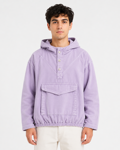 Sudadera con capucha de invierno para hombre, de primera calidad, color lavanda, con bolsillo canguro, estilo casual, extragrande, tipo anorak de felpa. - Product Image 1