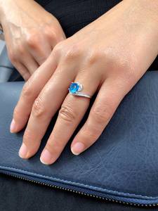 Anillo de compromiso, promesa o boda de plata de ley con topacio azul Swift London, regalo de cumpleaños con piedra preciosa para mujer - Product Image 2