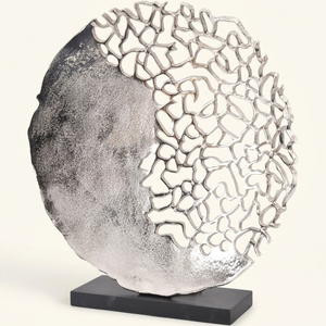 Sculpture abstraite vintage en aluminium Corallo argenté, finition artisanale, ornement en métal corail pour la décoration de maison de luxe et la table de bureau - Product Image 1