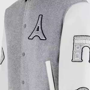 Veste matelassée personnalisée avec logo pour homme, en toile, coupe-vent, à capuche, patchwork, vente en gros OEM - Product Image 3