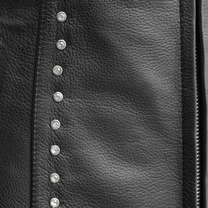 Chaleco Casual de Cuero para Mujer Salva, Cuello en V, Cierre de Cremallera, Bolsillos Decorativos, Color Sólido, Largo Regular, Impermeable - Product Image 6