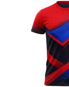 Camiseta Deportiva Personalizada para Hombre en Rojo, Azul y Negro, de Secado Rápido, Poliéster, con Estampado Personalizado, Manga Corta, para Gimnasio, Running y Entrenamiento - Product Image 3