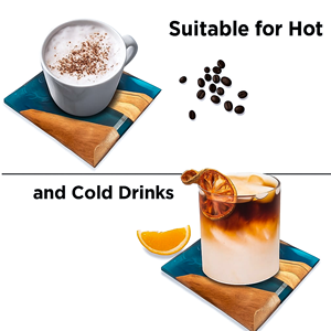 Posavasos de Madera de Nogal Negro Oscuro con Resina Epoxi Azul Ochete y Acabado Sellador de Madera Natural para Resistencia al Agua Easin Blue - Product Image 5