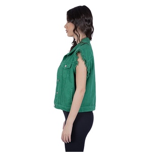 New Arrival 100% Cotton Quilted Knitted Stretchable Breathable Acid Wash Multi Pockets Distressed Sleeves Plain Women's - Product Image 2