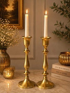 ILAHI's Vintage <b>Brass</b> Handmade Tapered <b>Candlestick</b> <b>Holder</b> Embossing Printing Design 1 Color High Quality Heat Resistant Home - Product Image 6