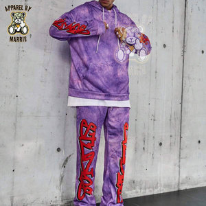 Ensemble de survêtement personnalisé pour homme en mélange de coton, avec logo imprimé sur mesure, marque privée OEM, vêtements de poids moyen, comprenant un sweat à capuche et un pantalon de jogging - Product Image 2