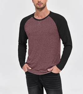 T-shirt à manches longues pour homme avec logo personnalisé, confortable, plusieurs options de couleurs, manches raglan, col tendance streetwear, grande taille - Product Image 2
