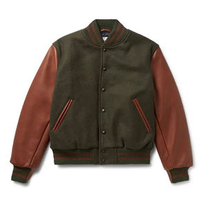 2025 Wholesale Custom Best Quality Winter <b>Vintage</b> <b>Varsity</b> <b>Jacket</b> with Leather Sleeve for Men Anti-wrinkle Breathable - Product Image 2