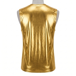 Camiseta sin mangas metálica para hombre, de poliéster, negra - Product Image 2