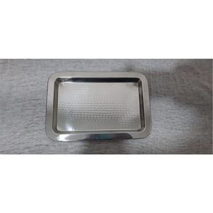 Hammered Stainless Steel Serving Tray Luxury Metal Buffet Food Platter Decorative <b>Coffee</b> <b>Table</b> Trays For Wedding Party Supply - Product Image 1