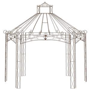 Grand pavillon de jardin en fer forgé brun antique - Product Image 2