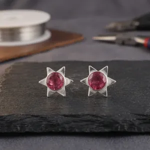Nuevos Pendientes de Turmalina Oink Hechos a Mano por Diseñadores 2026, Joyería en Plata de Ley 925 para Mujeres y Niñas - Product Image 3