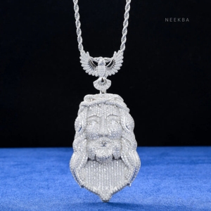 จี้พระเยซูแบบ Angel Bail ทำจากเงินแท้ 925 ประดับเพชรโมอิสซาไนต์เต็มตัว จี้พระเยซูแบบเต็มหน้า จี้พระเยซูสไตล์ฮิปฮอป - Product Image 2