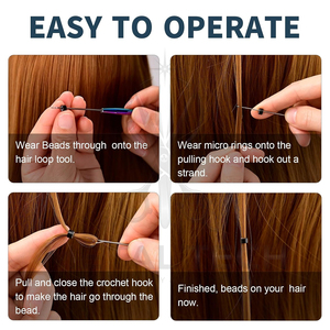 Professional Hair Extension Loop <b>Needle</b> Tool Stainless Steel Wire Pulling Hook <b>Threader</b> Set for Micro Ring Bead Installation - Product Image 6