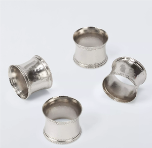 Stainless Steel Napkin <b>Ring</b> Hammered Design Shiny Polished Customizable Eco-Friendly Giveaways Weddings Best Price - Product Image 3