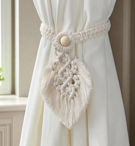 Macrame <b>Curtain</b> Tiebacks: Boho Cotton Window Decor, Set of 2 - Product Image 3
