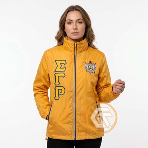 เสื้อแจ็คเก็ตปักลาย Sigma Gamma Rho สไตล์ Preppy สำหรับผู้หญิง กันลม มีซิปด้านหน้า ลายตัวอักษรสีเหลือง เสื้อผ้าสไตล์กรีก - Product Image 2