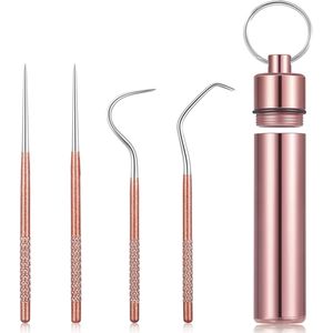 Set di Stuzzicadenti Portatili in Titanio, Riutilizzabili, in Acciaio Inossidabile con Porta Stuzzicadenti per Picnic e Campeggio - Product Image 3