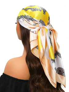 90cm Luxury Brand Silk Satin <b>Square</b> Scarf Women <b>Hijab</b> Bandana Muslim Headscarves Shawl Wrap Ladies Headband Neckerchief Foulard - Product Image 3