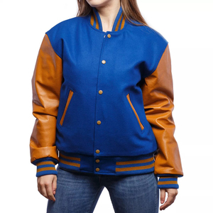 Vestes personnalisées de style universitaire en laine, cuir et coton, coupe-vent, col montant - Product Image 4