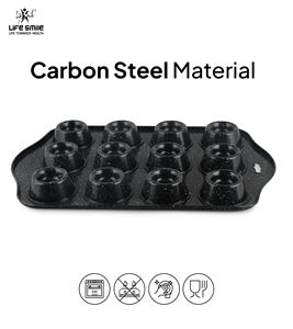 ถาดอบมัฟฟินเหล็กคาร์บอนพรีเมียมเคลือบหินแกรนิตหลายชั้น ป้องกันการติดกระทะ ใช้กับเตาอบได้ กระจายความร้อนสม่ำเสมอ - Product Image 4