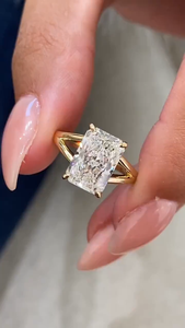 3Ct Radiant Hidden Halo Lab Grown Engagement Solitaire Diamond <b>Ring</b> For Women Split Shank <b>Ring</b> <b>14K</b> <b>Gold</b> <b>Ring</b> Annive - Product Image 1