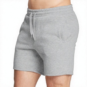 Shorts décontractés gris en coton uni pour hommes avec cordon de serrage, taille mi-haute et respirants - Product Image 2