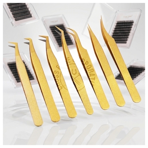 Ergonomic Design Fiber Tip <b>Lash</b> Tweezer <b>Kit</b> Stainless steel Volume Fan and Classic <b>Lash</b> Tweezers Set Eyelash Extension Tweezer - Product Image 1