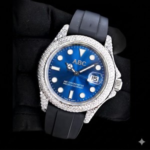 Reloj Analógico de Oro Blanco con Diamantes Moissanite Mecánicos ETA de Moda, Unisex, Claridad VVS Impecable, Correa de Cuero y Cristal - Product Image 1
