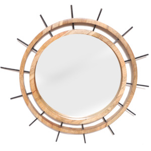 Handcrafted Mango Wood Sunburst Wall <b>Mirror</b> Natural Honey Oak Bohemian Modern Home Decor | OEM Wholesale - Product Image 1