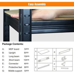 Étagères de garage en métal robustes à 5 niveaux, capacité de 2000 lb, 72 po de hauteur, 35,5 po de largeur x 72 po de hauteur x 15,8 po de profondeur - Product Image 4