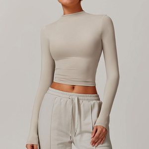 Women's Crew Neck <b>Long</b> <b>Sleeve</b> Compression Fit Yoga Top Spandex/Polyester SMART FABRIC Eco-Friendly Four-Way Stretch Quick Dry - Product Image 5