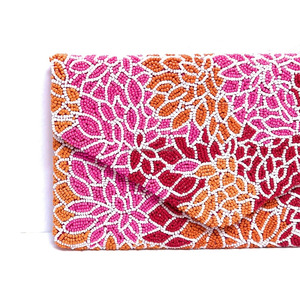 Handmade Orange for Floral Beaded Envelope Clutch <b>Bag</b> Durable Sequin Purse Portable Foldable Wedding Parties Evening <b>Gift</b> - Product Image 3