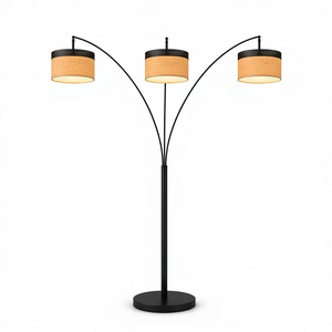 Lampe de sol cylindrique halogène 100-240V, métal, 2260~2360MM, Vietnam, IP20, Lumetal, alimentation CA, haute luminosité, jaune clair - Product Image 1
