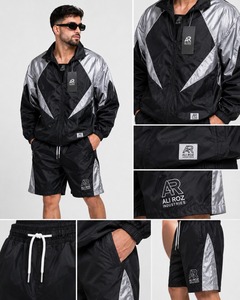 Conjunto corto de chaqueta y pantalones cortos cortavientos para hombre, ligero, con logo personalizado, ropa deportiva informal, conjunto cortavientos para uso al aire libre. - Product Image 6
