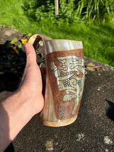 Corne à boire Viking en corne de buffle polie, écologique, artisanale, de luxe, d'inspiration médiévale, pour fêtes, avec logo, anti-fuite, portable - Product Image 1