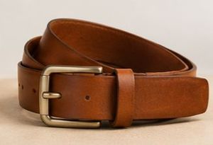 Cinturón de Cuero Genuino Marrón Sólido con Hebilla Rectangular de Cobre, Formal, Duradero para Hombre - Product Image 4