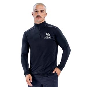 Mens Black Quarter <b>Zip</b> Long Sleeve <b>Shirt</b> High Neck Slim Fit Sportswear Casual Top Custom Logo Shoukat Apparel Manufacturer - Product Image 1