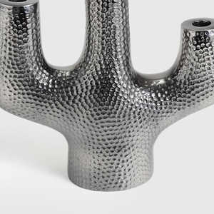 Support de bougie en aluminium martelé nickelé à 3 bras, personnalisable pour la décoration de la maison et de mariage, écologique et durable - Product Image 2