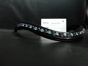Bande de sourcils en cuir indien Accessoires de cheval en cristal noir Produits décoratifs pour chevaux Bling. - Product Image 2