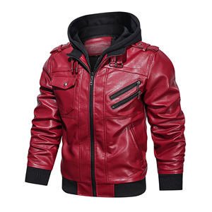 Chaqueta de Cuero de Vaca Estilo Clásico para Invierno, Cuello Alto, Capucha, Color Personalizado para Hombre, Impermeable y de Secado Rápido - Product Image 4